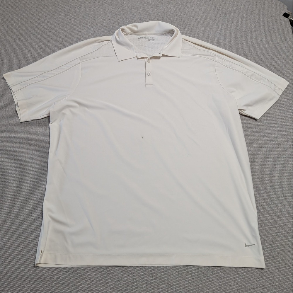 Nike Golf Dri-Fit Polo Shirt Men's XXL White Short Sleeve Performance Top